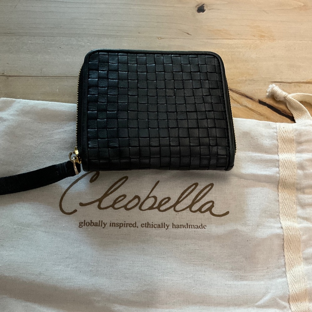 CLEOBELLA TIEGS SMALL ZIP WALLET BLACK LEATHER
